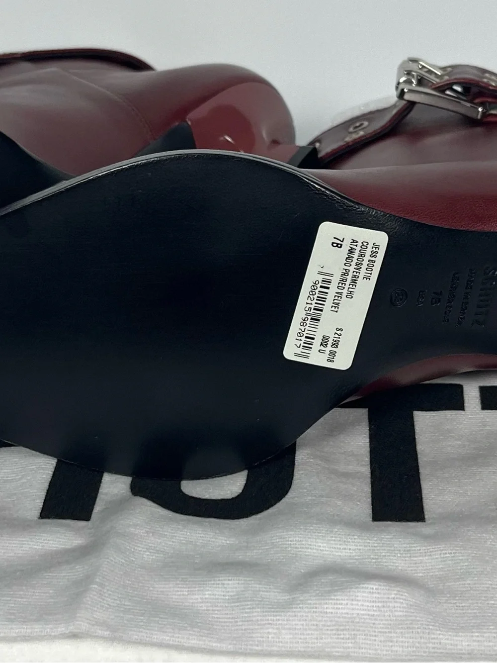 SCHUTZ Jess Booties In Rich Burgundy Leather Size 7B New In Box